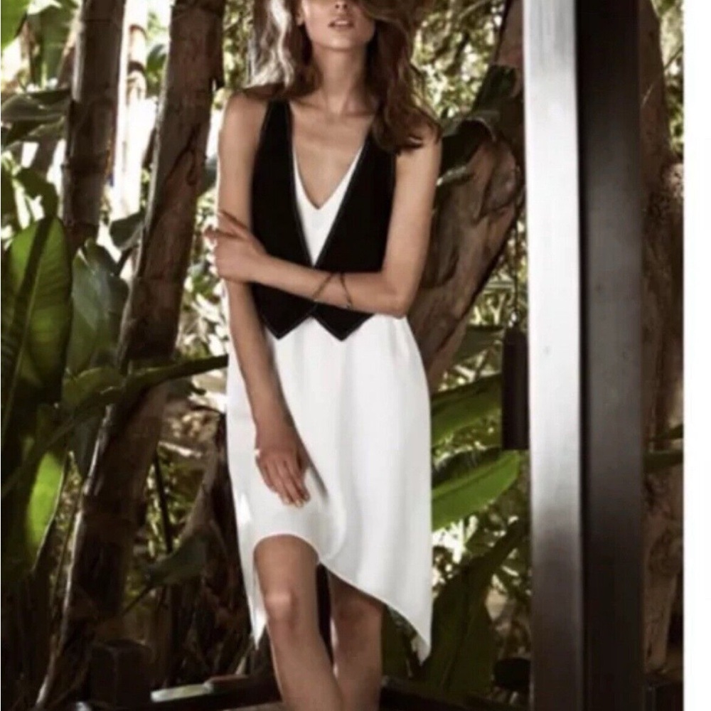 BCBGMaxazria Elegant Black and White Sleeveless Dress